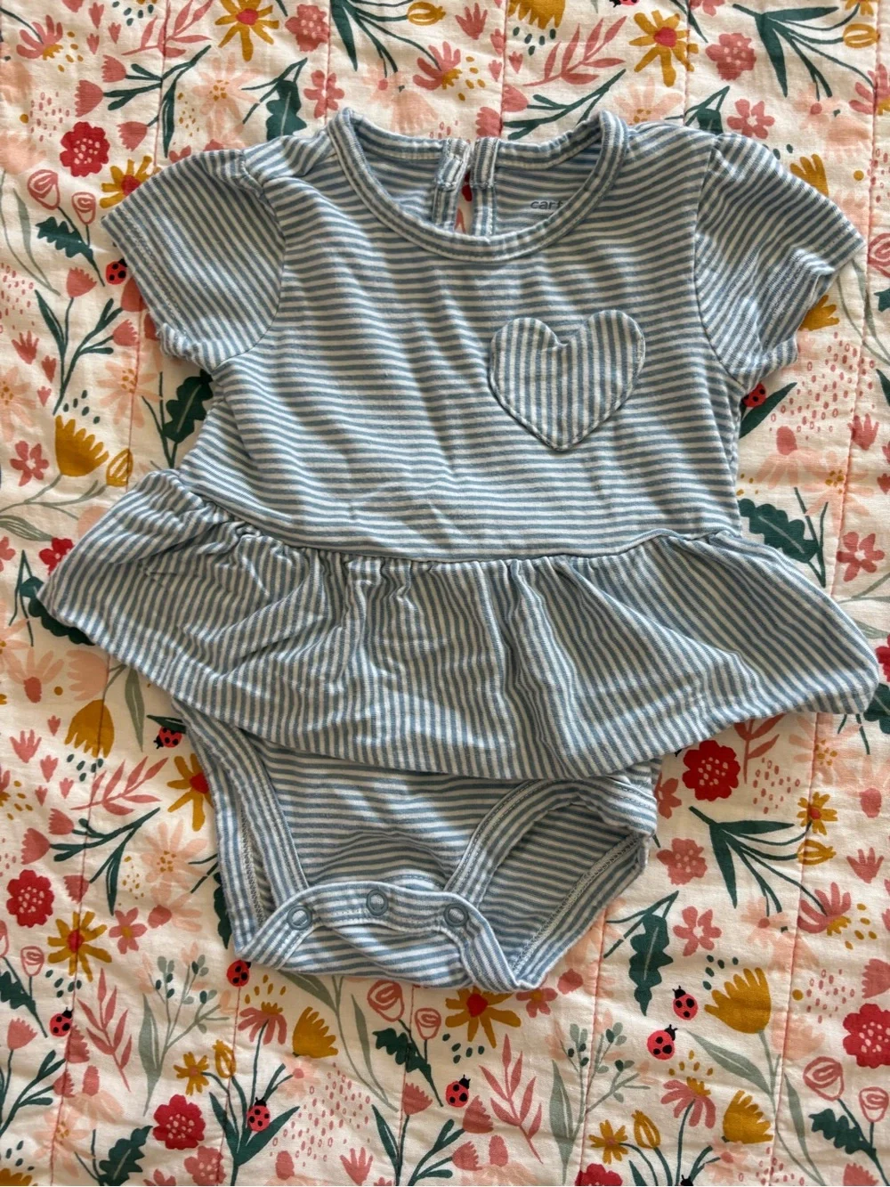 Carter's Blue and White Striped Bodysuit with Solid Blue Pants - Picture 2 of 3